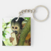 Porte-clés Singe écureuil mangeant un biscuit wafer (Dos)