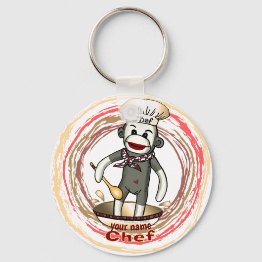 Porte-clés singe en chaussette Chef (Recto)