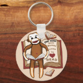 Porte-clés singe en chaussette lisant (Recto)