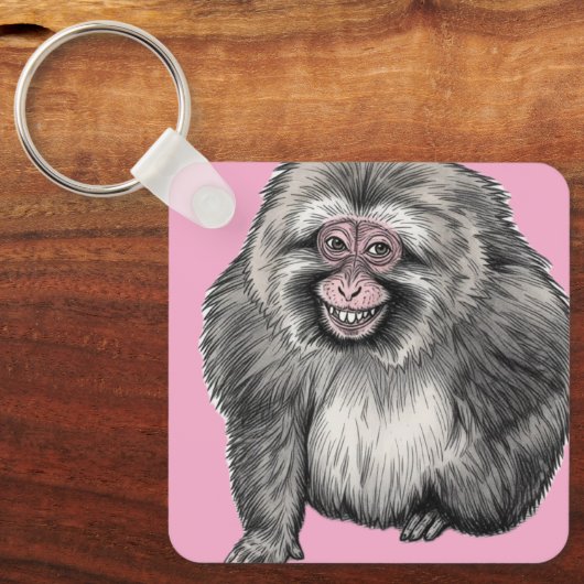 Porte-clés Singe hilare - Cadeau drôle personnalisable (Recto)