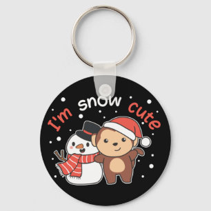 Porte-clés Singe Je T'Aime Neige Beaucoup Snowman Pun Porte -
