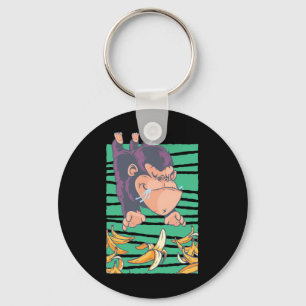 Porte-clés Singe Mignon Avec Des Bananes