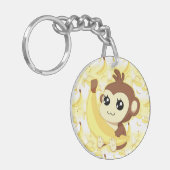 Porte-clés Singe mignon de Kawaii tenant la banane (Devant gauche)