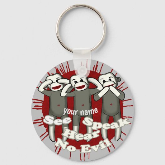 Porte-clés singes de chaussette Speak No Evil (Recto)