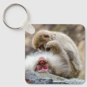 Porte-clés Singes Macaques, Lien Primate de Soin (Recto)