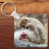 Porte-clés Singes Macaques, Lien Primate de Soin (Recto)