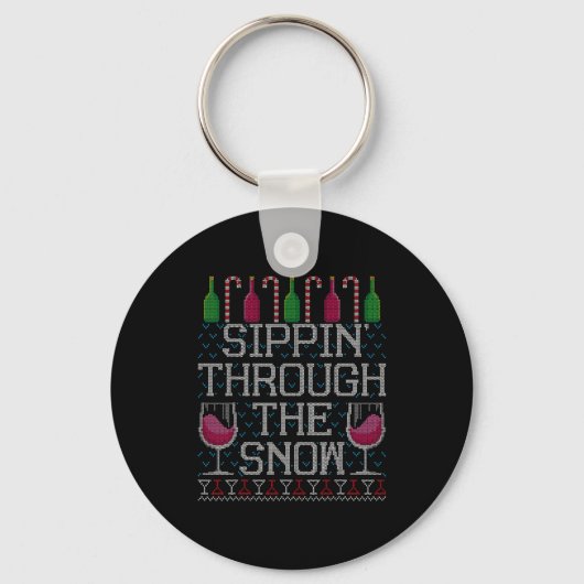 Porte-clés Sipn' Through The Snow Red Wine Ugly Christmas Swe (Recto)