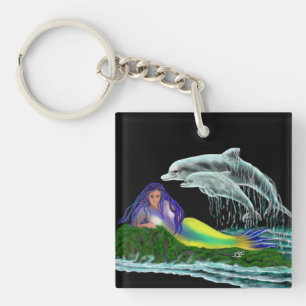 Porte-clés Sirène avec dauphins