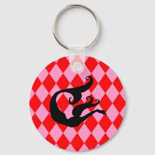 Porte-clés Sirène rose et diamants rouges