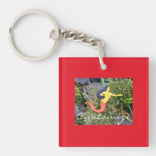 Porte-clés sirène rouge-coupée la queue de sirena (Devant)