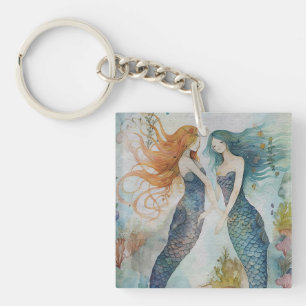 Porte-clés Sirènes à l'aquarelle