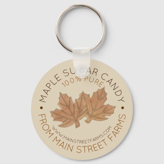 Porte-clés Sirop de sucre d'érable biologique pur Feuilles de (Recto)