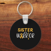 Porte-clés Sister Of A Warrior Childhood Cancer Ribbon (Recto)