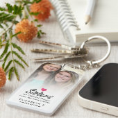 Porte-clés Sisters Script Citation Hot Pink Heart Photo Keeps (Devant droit)