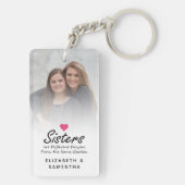 Porte-clés Sisters Script Citation Hot Pink Heart Photo Keeps (Dos)