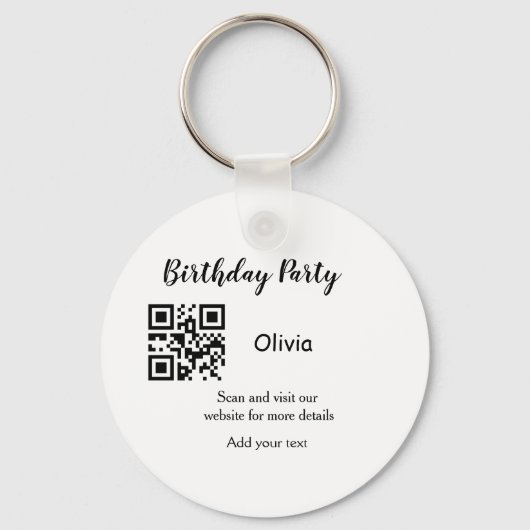 Porte-clés Site web de fête d'anniversaire simple code-barres (Recto)