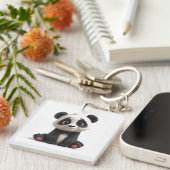 Porte-clés Sitting Panda Bear Cartoon Illustration Artwork (Devant Droit)