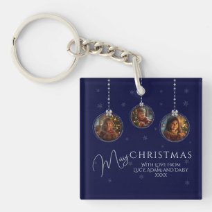 Porte-clés Six Photo Navy Et Silver Christmas