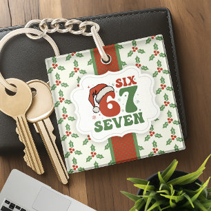 Porte-clés Six Seven 67 Chapeau de Père Noël Drôle Noël Xmas