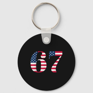 Porte-clés Six Seven 67 Mème Drôle Drapeau Américain Hallowee