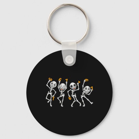 Porte-clés Six Seven 67 Meme Funny Halloween Dancing Skeleton (Recto)