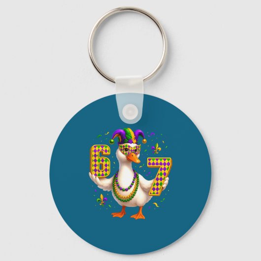 Porte-clés Six Seven 67 Meme Goose With Jester Hat &amp; Bead (Recto)