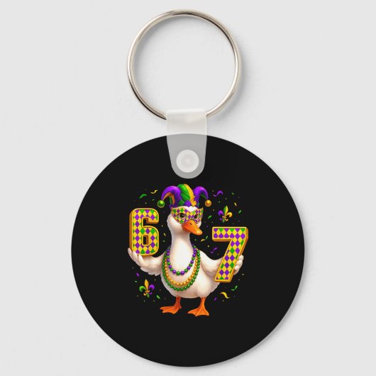 Porte-clés Six Seven 67 Meme Goose With Jester Hat &amp; Bead (Recto)