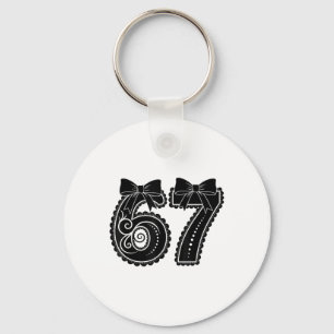 Porte-clés Six Seven 67 Mème Numéro 67 Nœud Papillon Coquette
