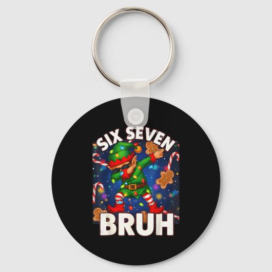 Porte-clés Six Seven 6 7 Funny Bruh Christmas Dabbing Elf Mat (Recto)