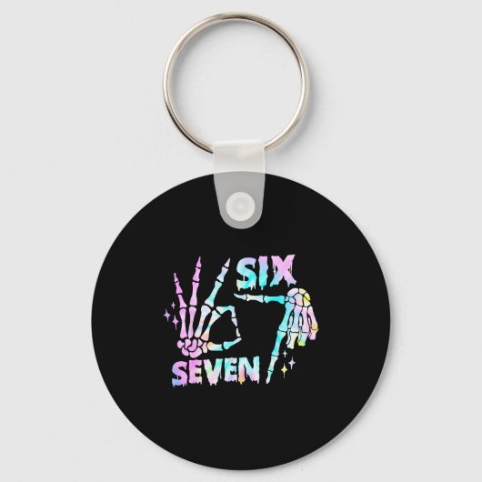 Porte-clés Six Seven 6 7 Meme Funny Skeleton Hands Sign Let's (Recto)