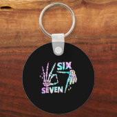 Porte-clés Six Seven 6 7 Meme Funny Skeleton Hands Sign Let's (Recto)