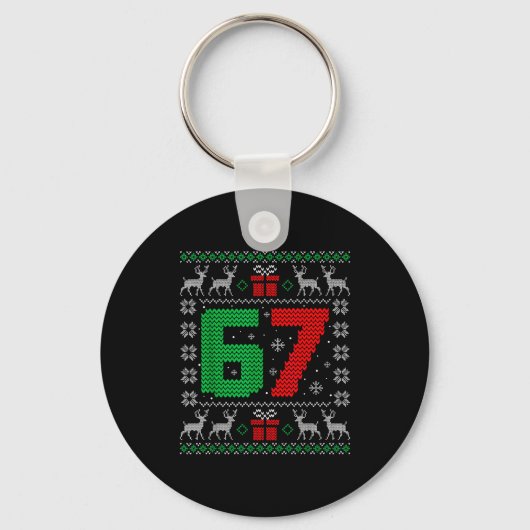 Porte-clés Six Seven 6 7 Meme Gen Alpha Slang Ugly Christmas  (Recto)