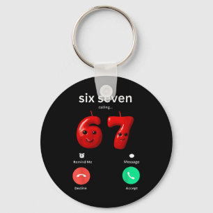 Porte-clés Six Seven Appel Mème Minimaliste Téléphone Branché