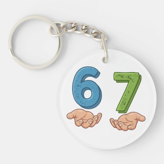 Porte-clés Six Seven Bleu Vert Pourriture du Cerveau (Devant)