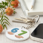 Porte-clés Six Seven Blue Green Brain Rot (Devant droit)