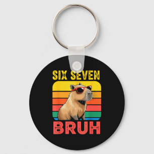Porte-clés Six Seven Bruh 67 Capybara Vintage Drôle Cadeau Mè