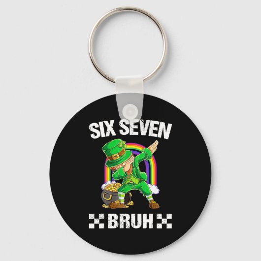 Porte-clés Six Seven Bruh Dabbing Leprechaun Saint-Patrick (Recto)