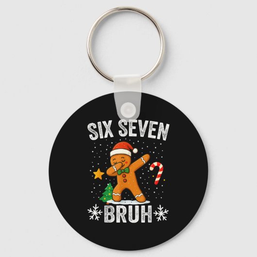 Porte-clés Six Seven Bruh Gingerbread Dabbing Funny Christmas (Recto)