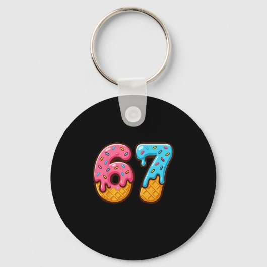 Porte-clés Six Seven Crème Glacée Drip Cool Meme 67 Numéro Dr (Recto)