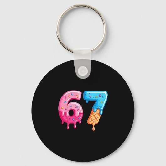 Porte-clés Six Seven Glace Drip Cool Meme 67 Numéro Drôle (Recto)