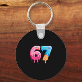 Porte-clés Six Seven Ice Cream Drip Cool Meme 67 Numéro Drôle (Recto)