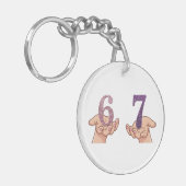 Porte-clés Six Seven Pink Purple Glitter Brain Rot (Devant gauche)