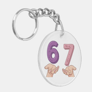 Porte-clés Six Seven Rose Violet Pourriture du Cerveau