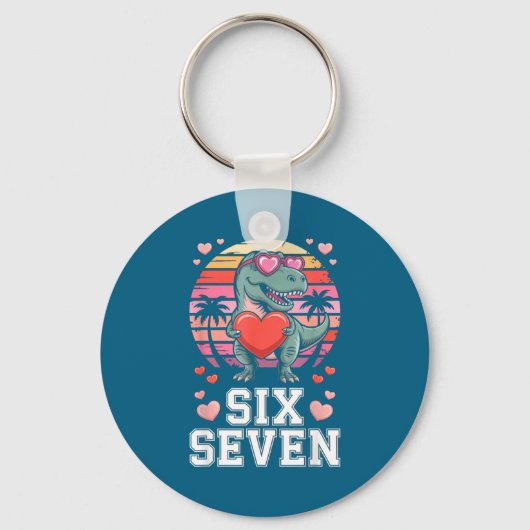 Porte-clés Six Seven Valentine’s Day Dinosaur T-rex For Kids (Recto)