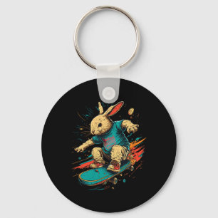 Porte-clés Skateboard Skater Pour Ados Garçon Fille Bunny Est