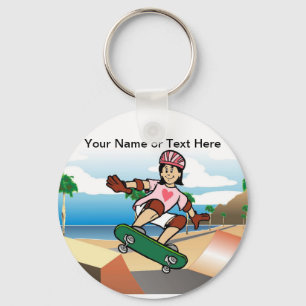 Porte-clés Skateboarder - Dessin féminin par PrintedPerfectio