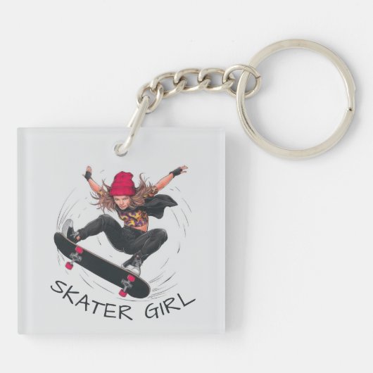 Porte-clés Skater Girl Skateboard (Dos)