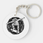 Porte-clés Skater légendaire faisant du ski de fond en milieu (Dos)