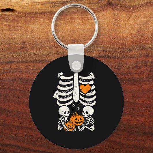 Porte-clés Skeleton Baby Twins Halloween Grossesse Annonce (Recto)