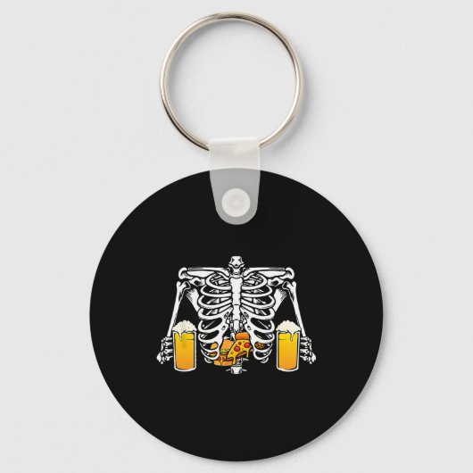 Porte-clés Skeleton Beer Lover Hamburger Pizza Xray Halloween (Recto)
